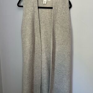 Max Studio Light Gray Open Front Cardigan Vest